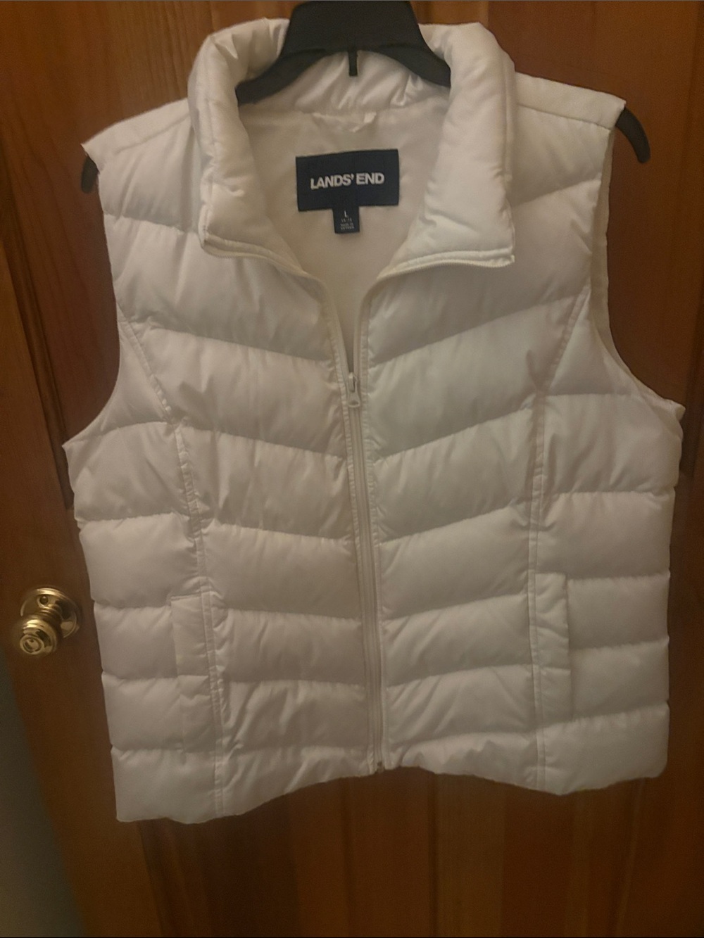 Lands' End Cream Quilted Puffer Vest